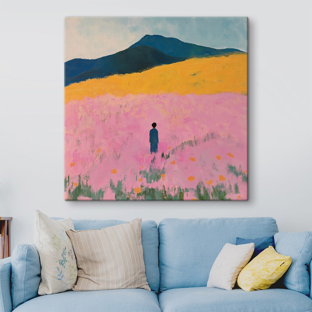 Solitude en rose dans un intérieur