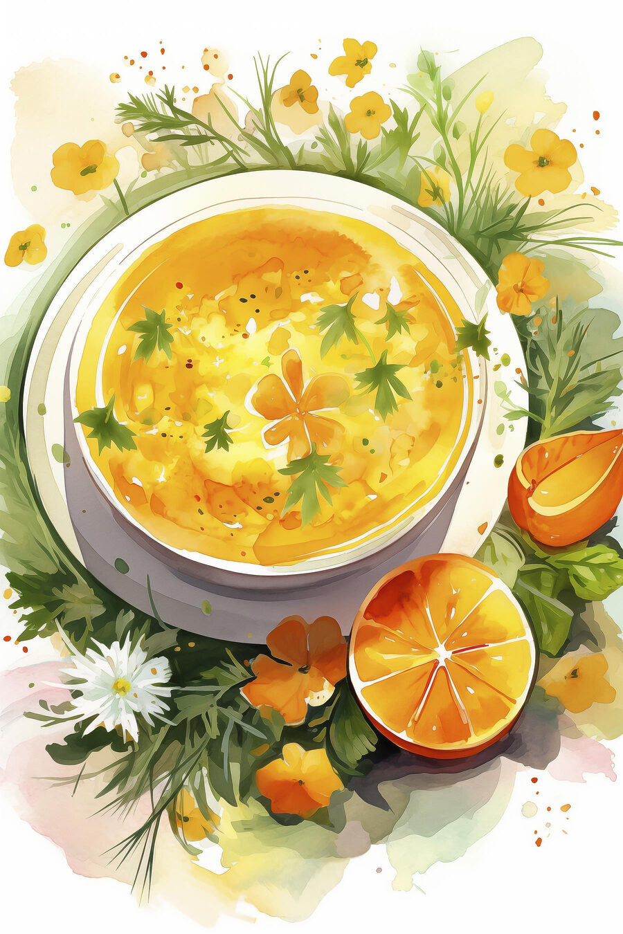 Soupe parmi les fleurs — motif complet