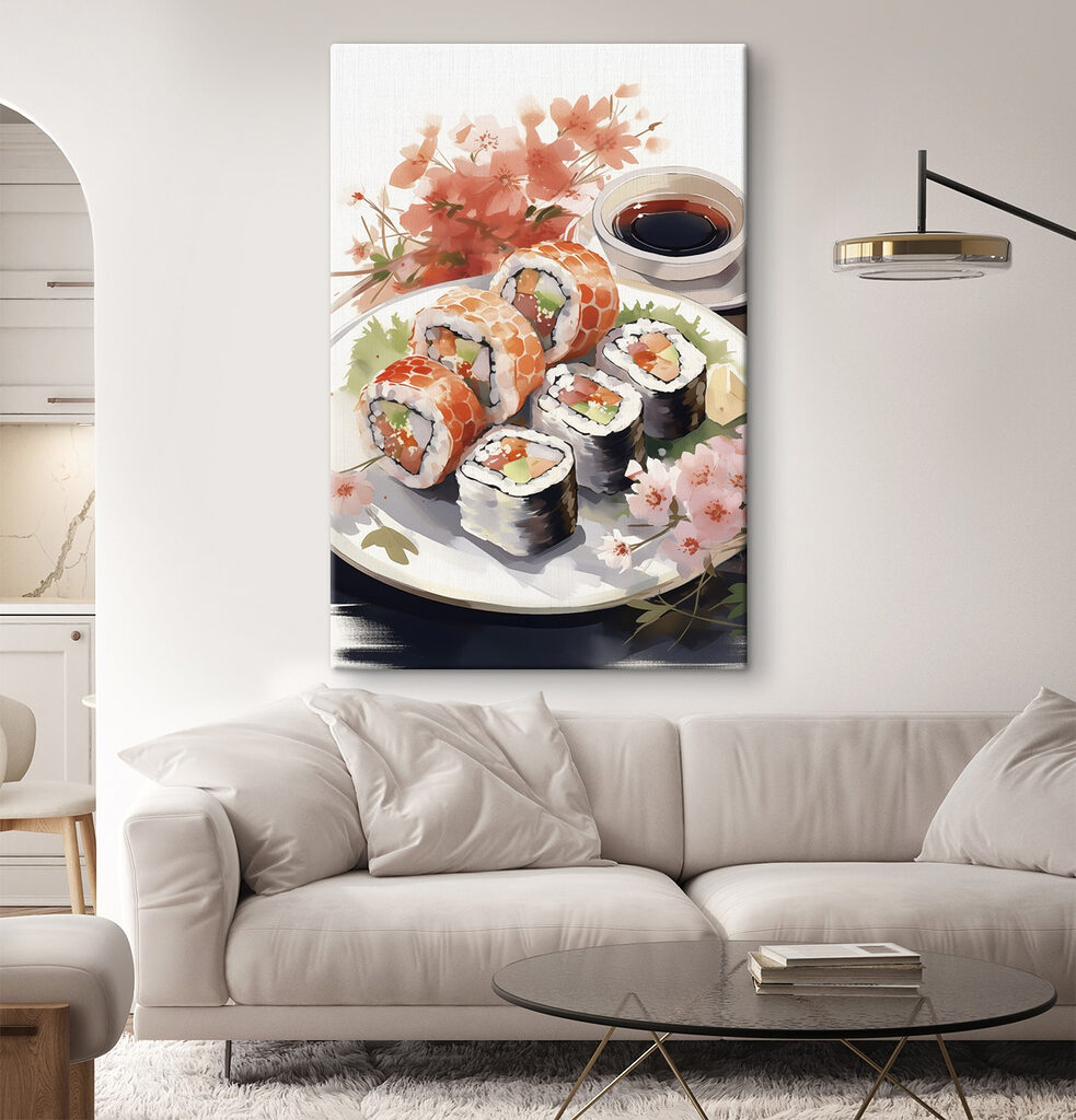 Sushis sur assiette sombre — intérieur 2