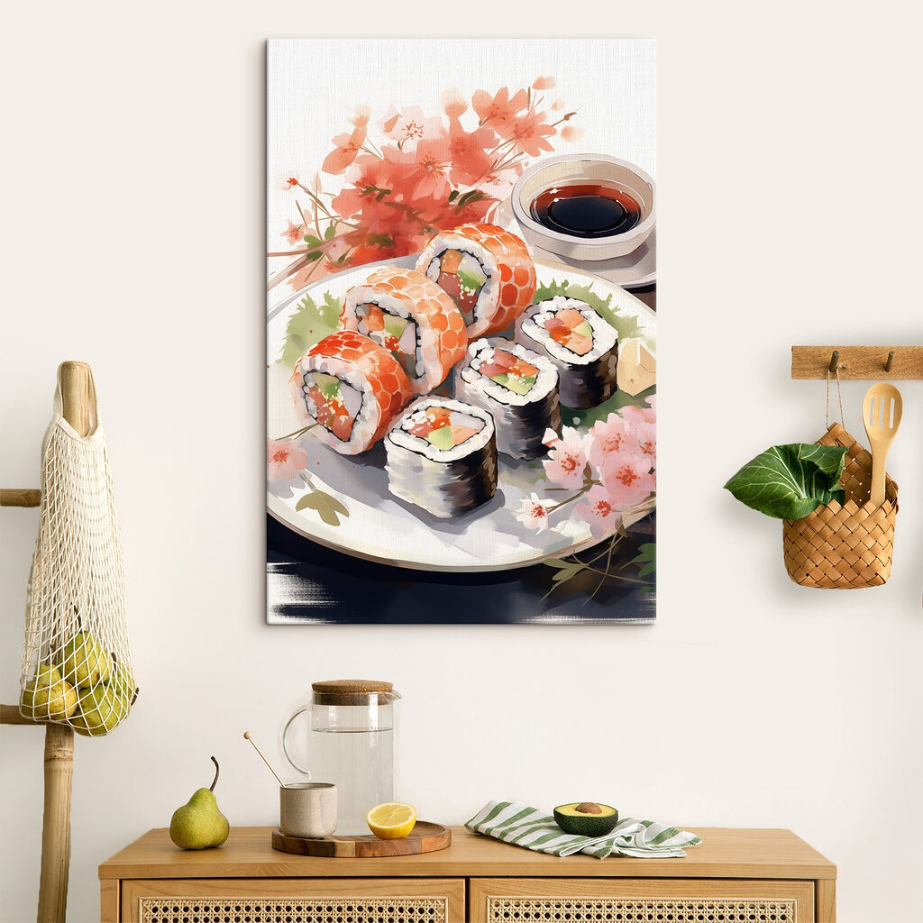 Sushis sur assiette sombre — intérieur 1
