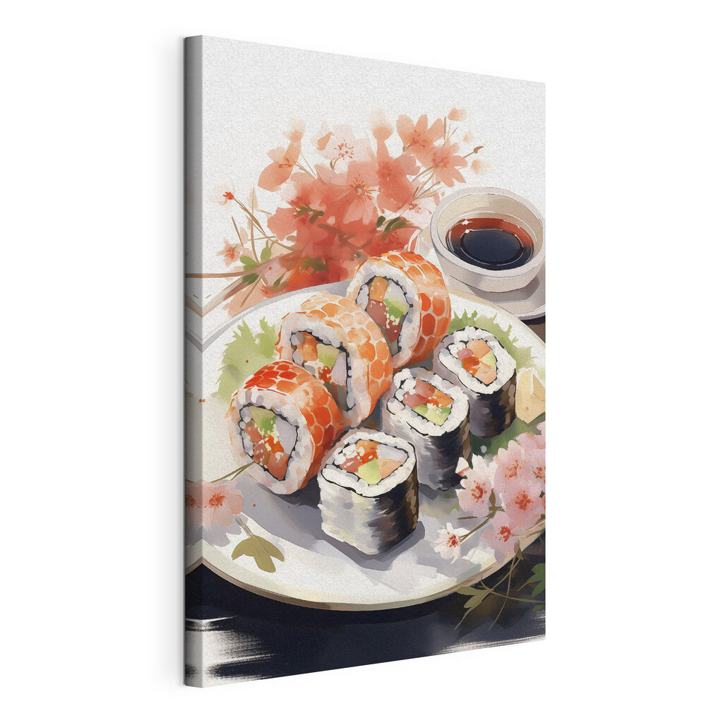 Sushis sur assiette sombre — vue du produit