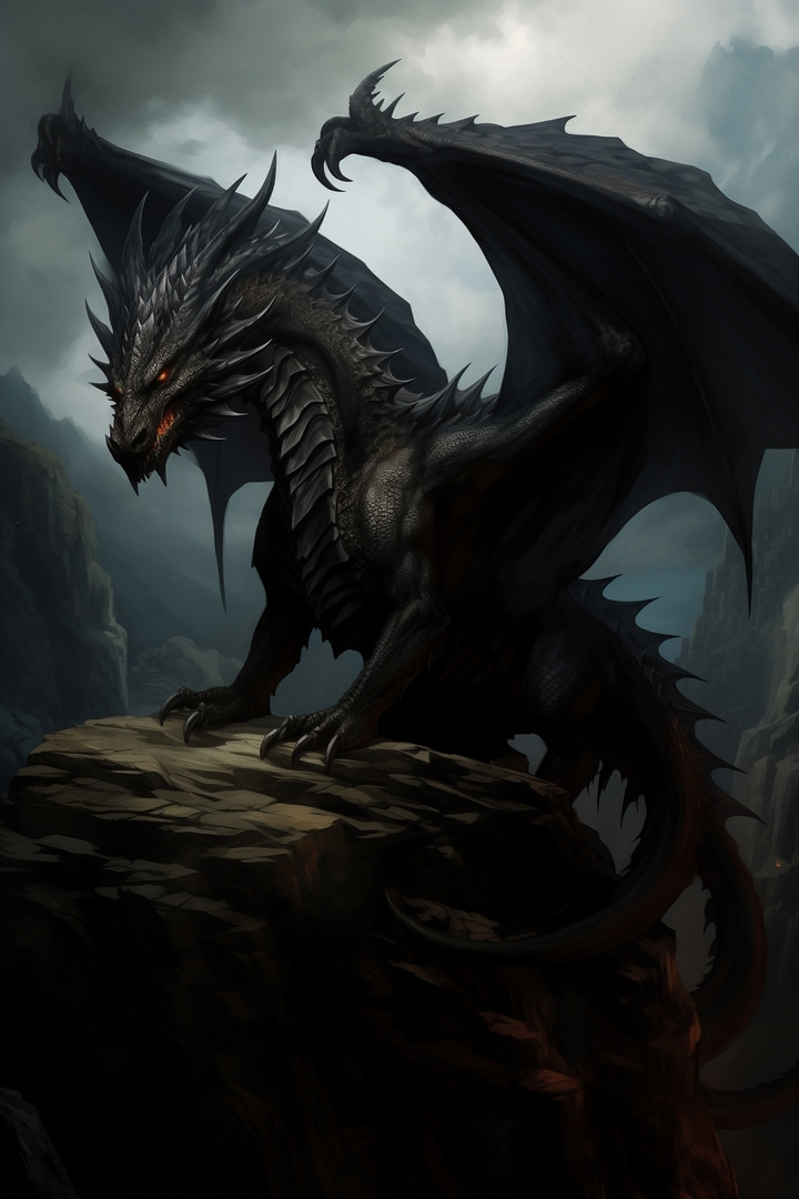 Dragon sombre des cimes — motif complet