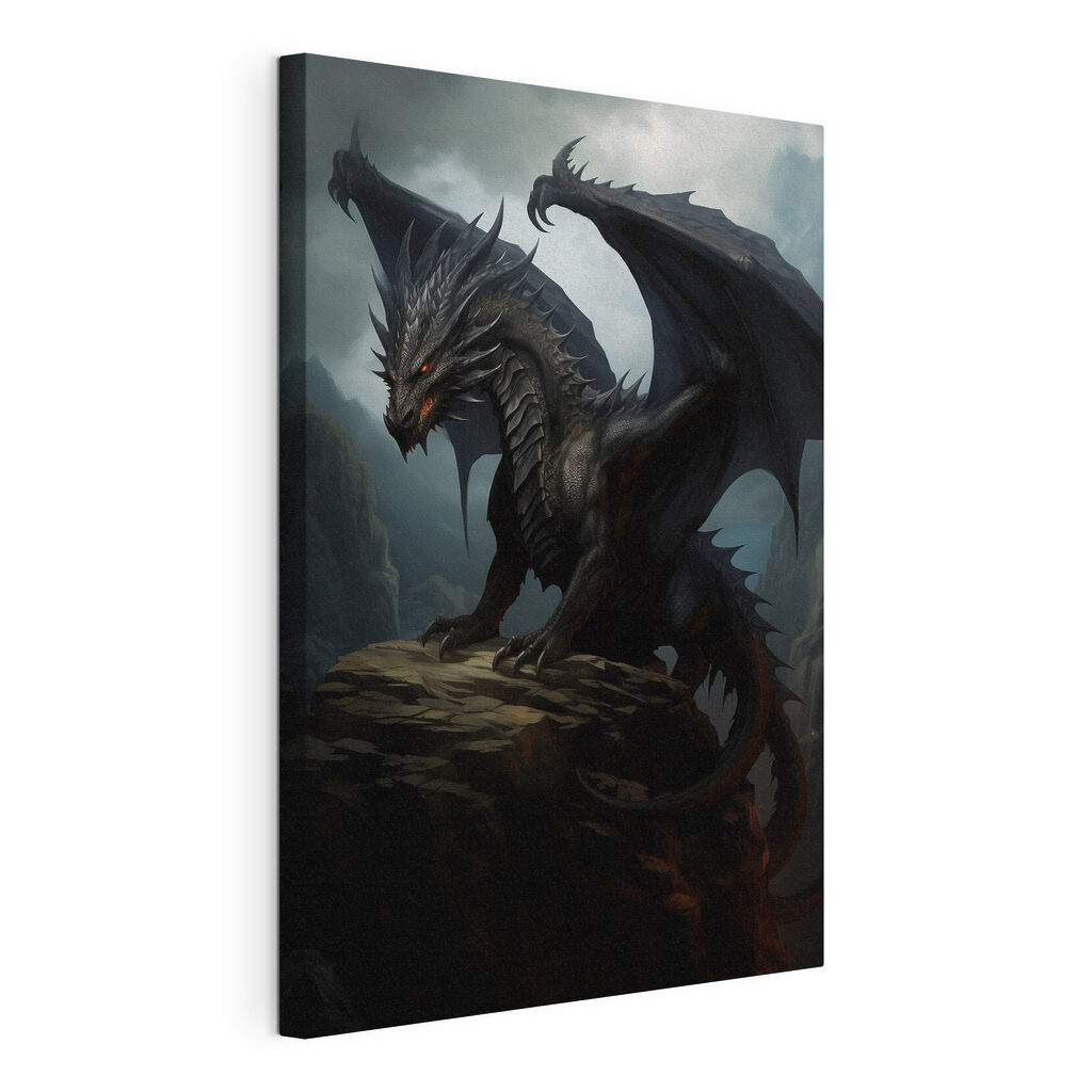 Dragon sombre des cimes, toile tendue et bord enveloppé