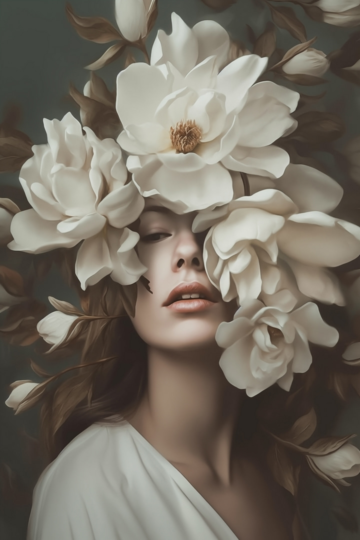 Voile de fleurs blanches — motif complet