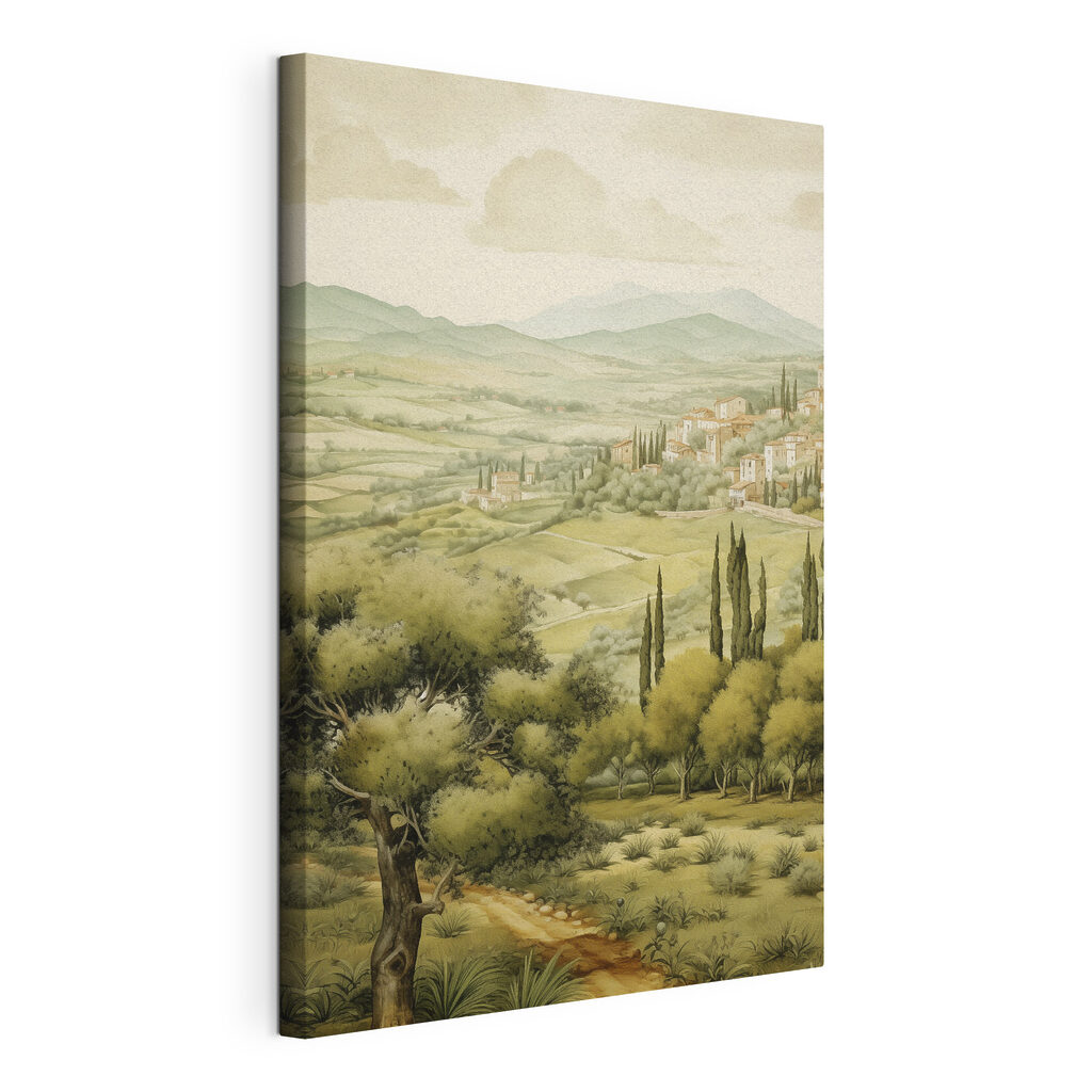 Douces collines vertes, toile tendue et bord enveloppé