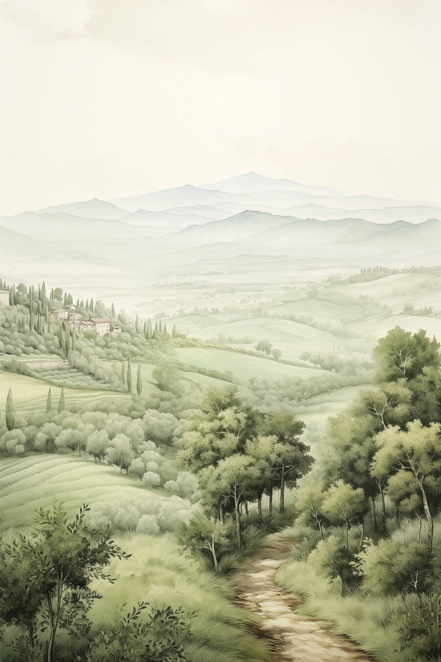 Sentier entre les collines — motif complet