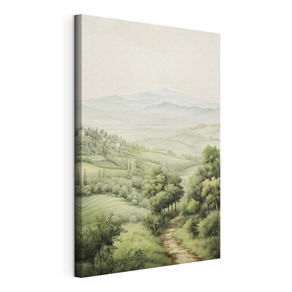 Sentier entre les collines, toile tendue et bord enveloppé