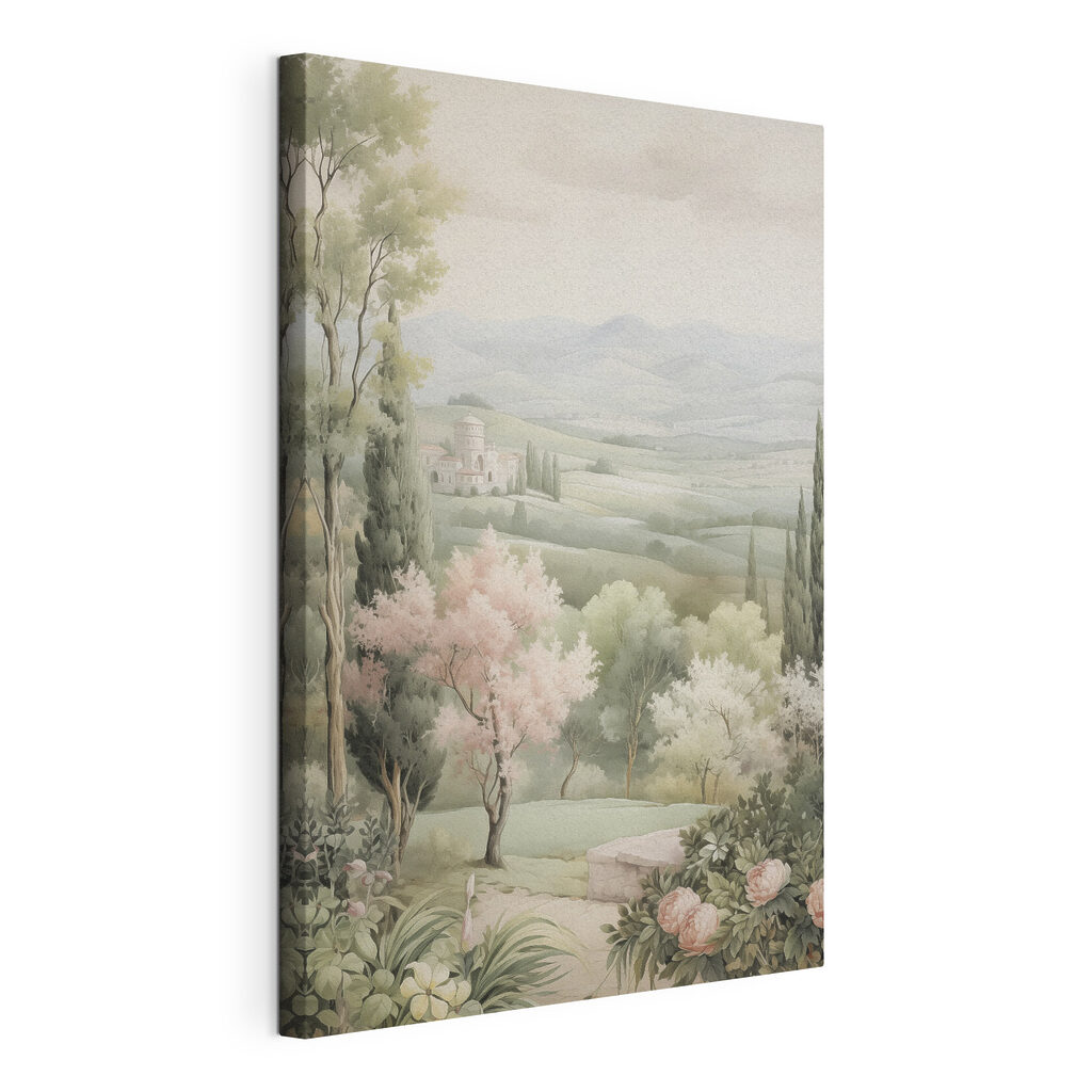 Floraison sur la vallée, toile tendue et bord enveloppé