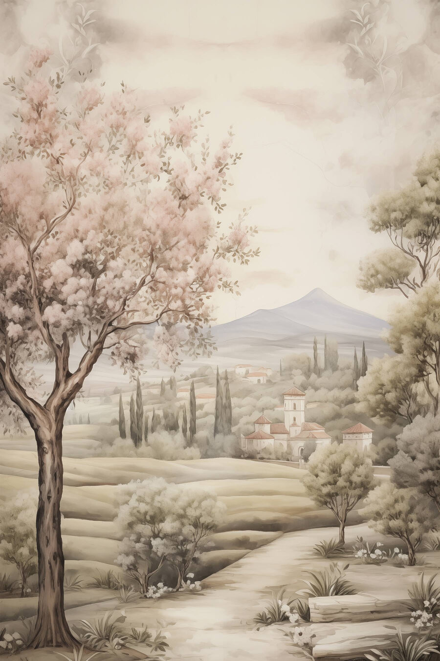 Le chemin en fleurs — motif complet