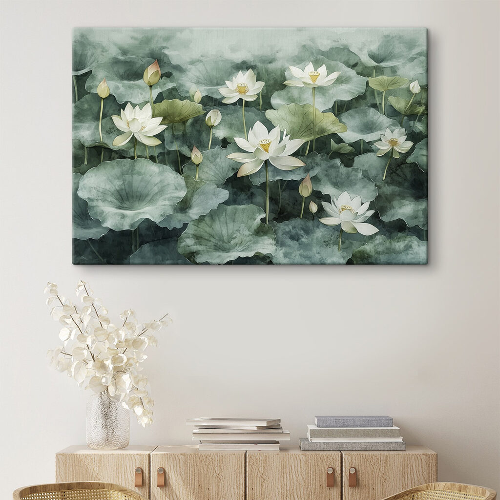 Lotus à l’aquarelle sombre — intérieur 2