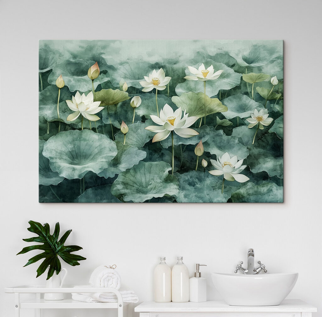 Lotus à l’aquarelle sombre — intérieur 1