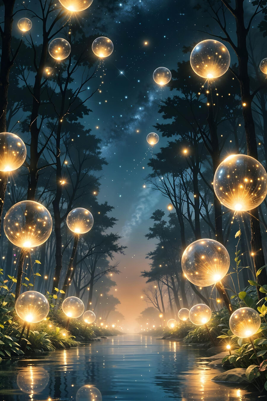 Lumières dans la forêt — motif complet