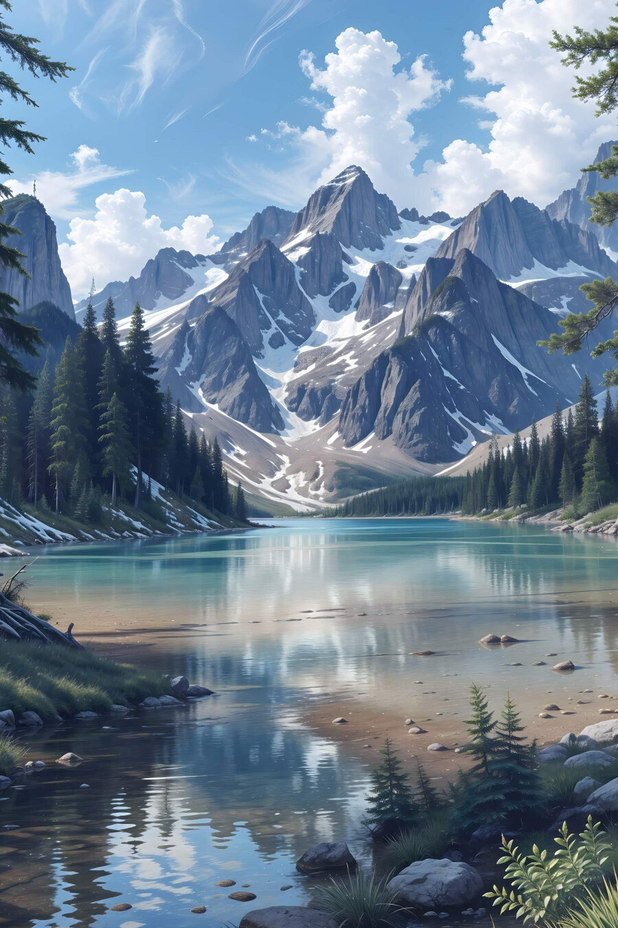 Sommets en miroir — motif complet
