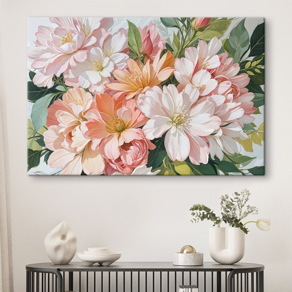 Fleurs pastel et feuillage — intérieur 2