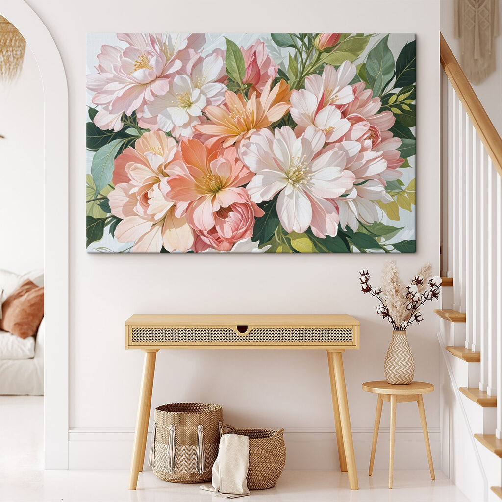 Fleurs pastel et feuillage — intérieur 1