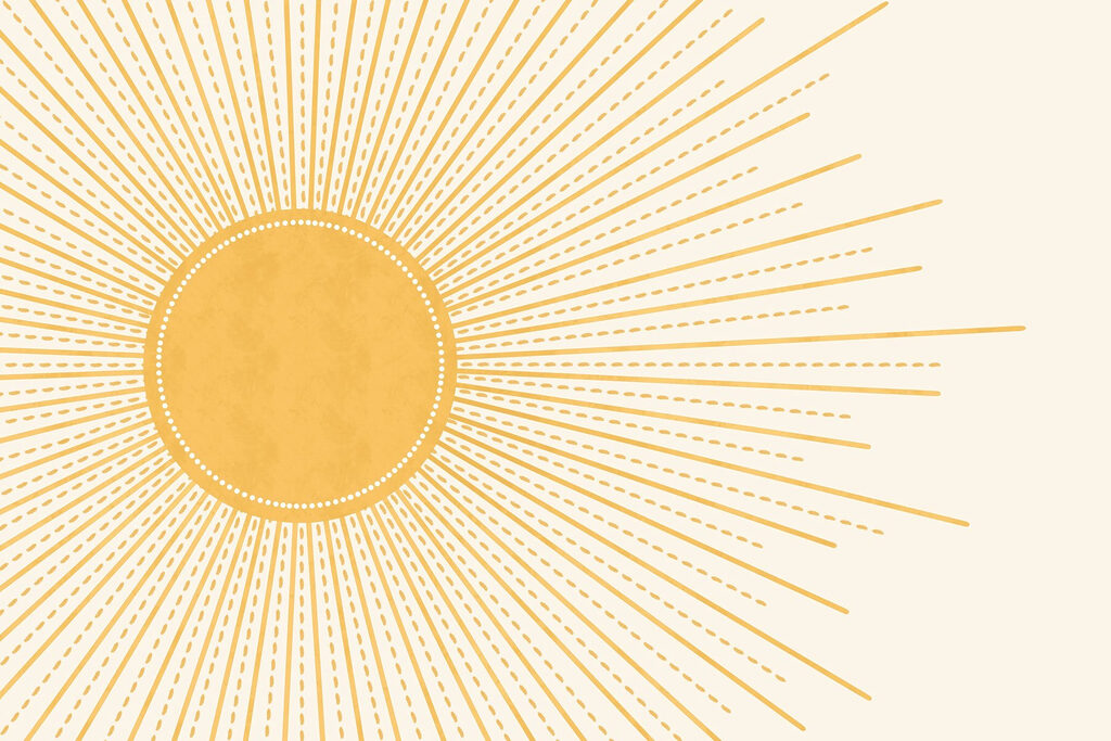 Soleil aux rayons pointillés — motif complet