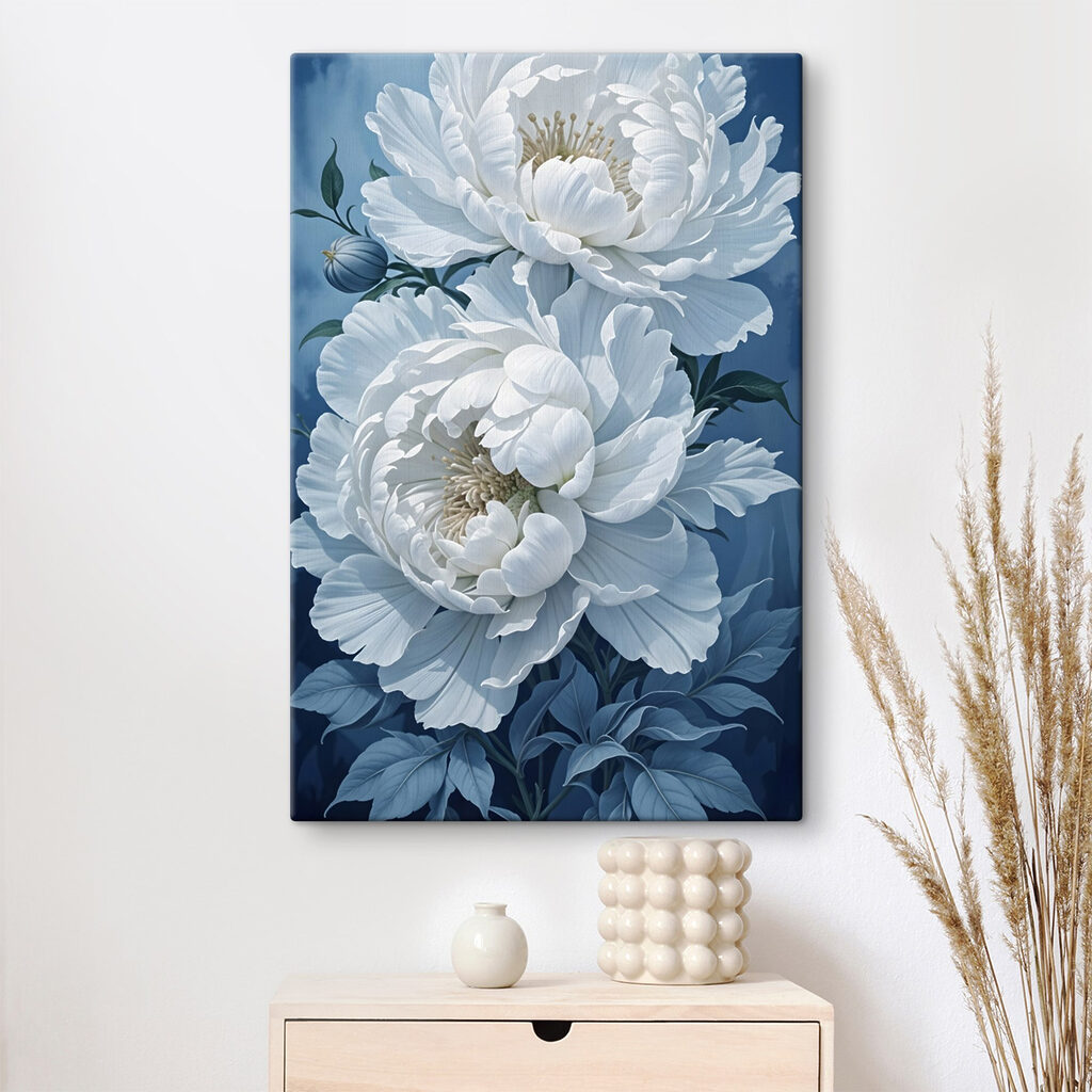 Pivoines blanches sur bleu — intérieur 1