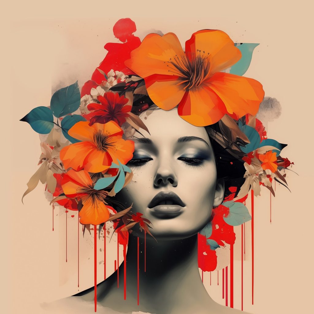 Couronne de fleurs orange — motif complet