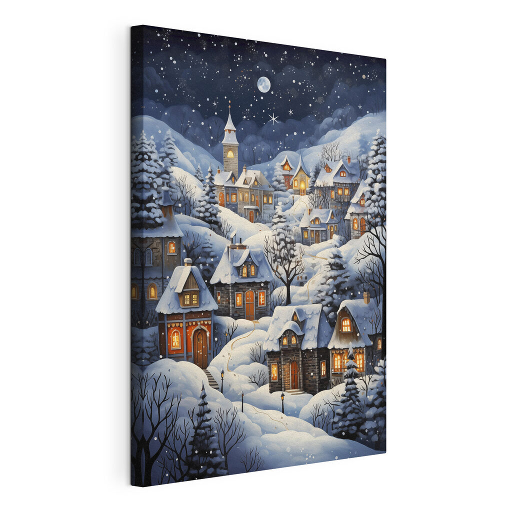 Maisonnettes sous les étoiles, toile tendue et bord enveloppé