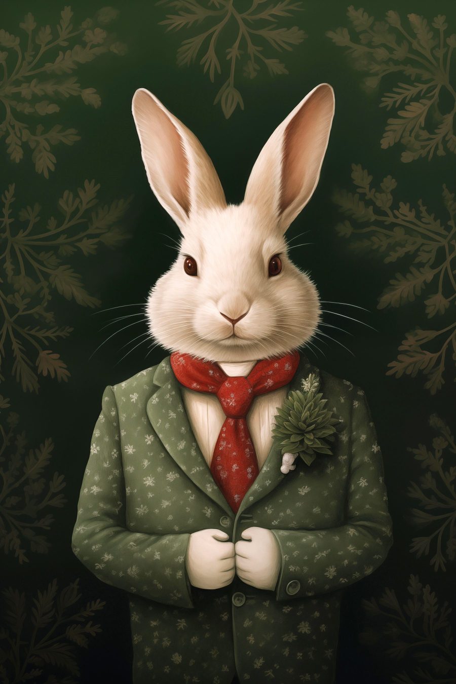 Lapin en costume vert — motif complet