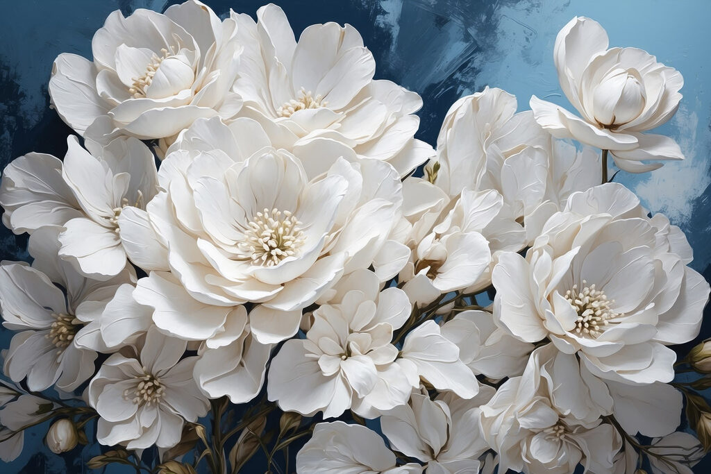 Bouquet blanc nocturne — motif complet