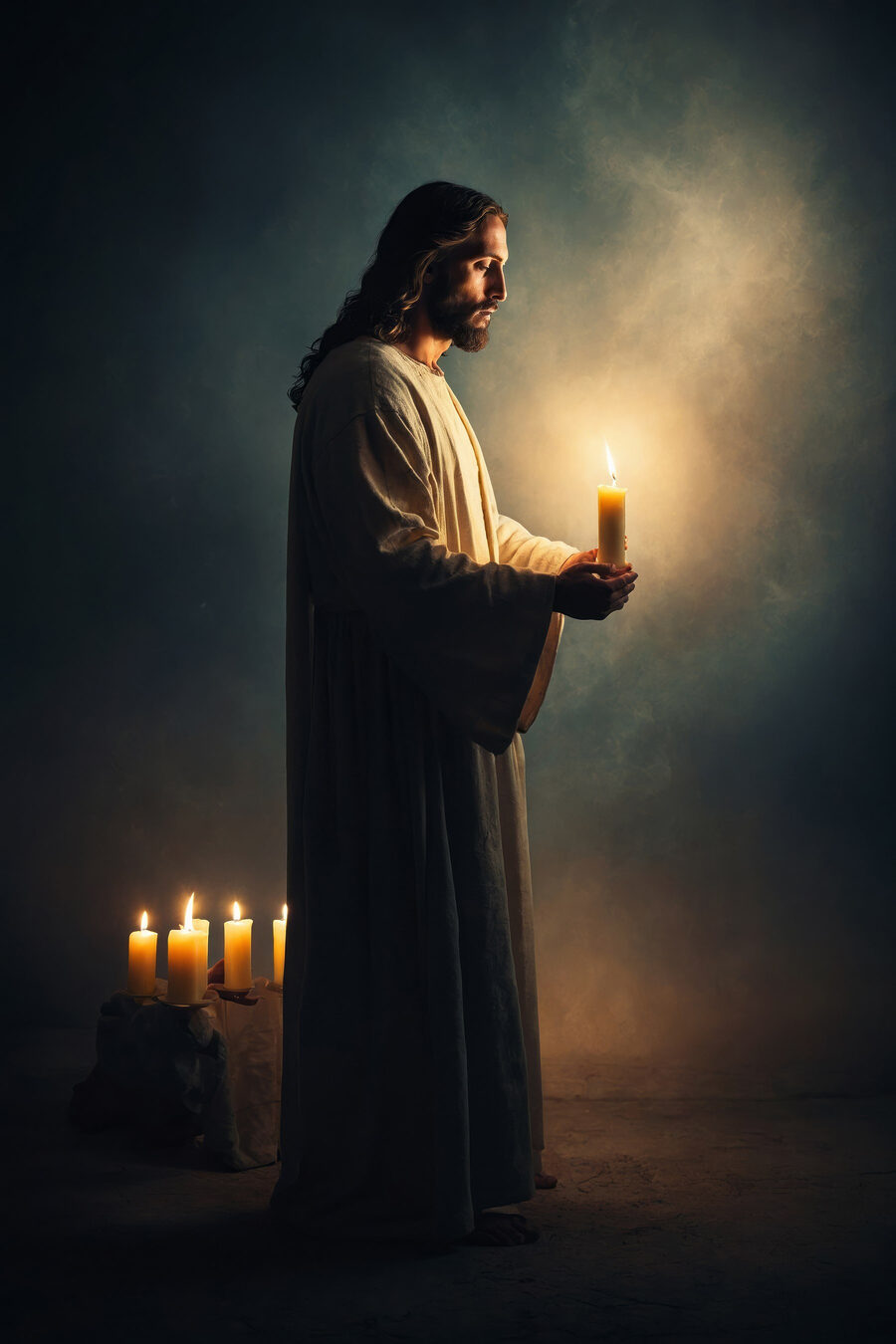 Jésus à la bougie — motif complet