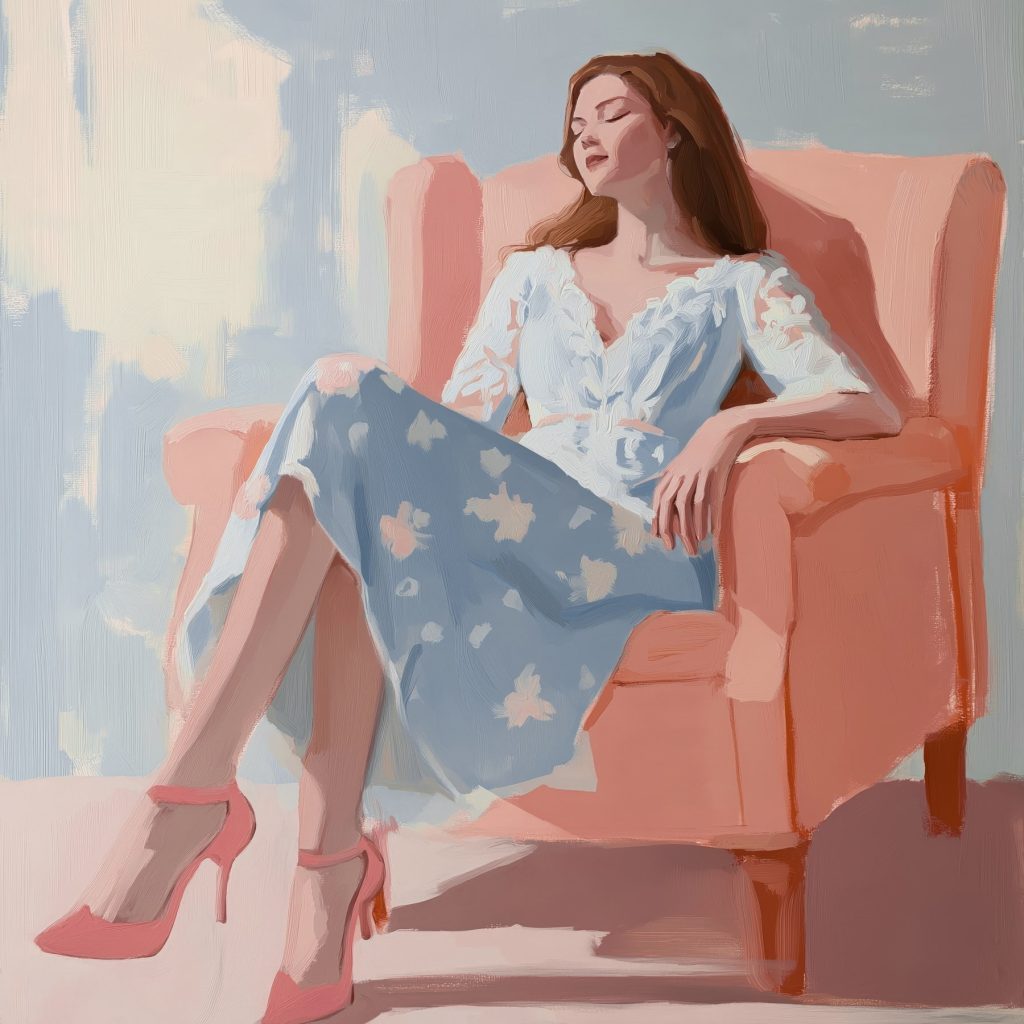 Repos au fauteuil pêche — motif complet