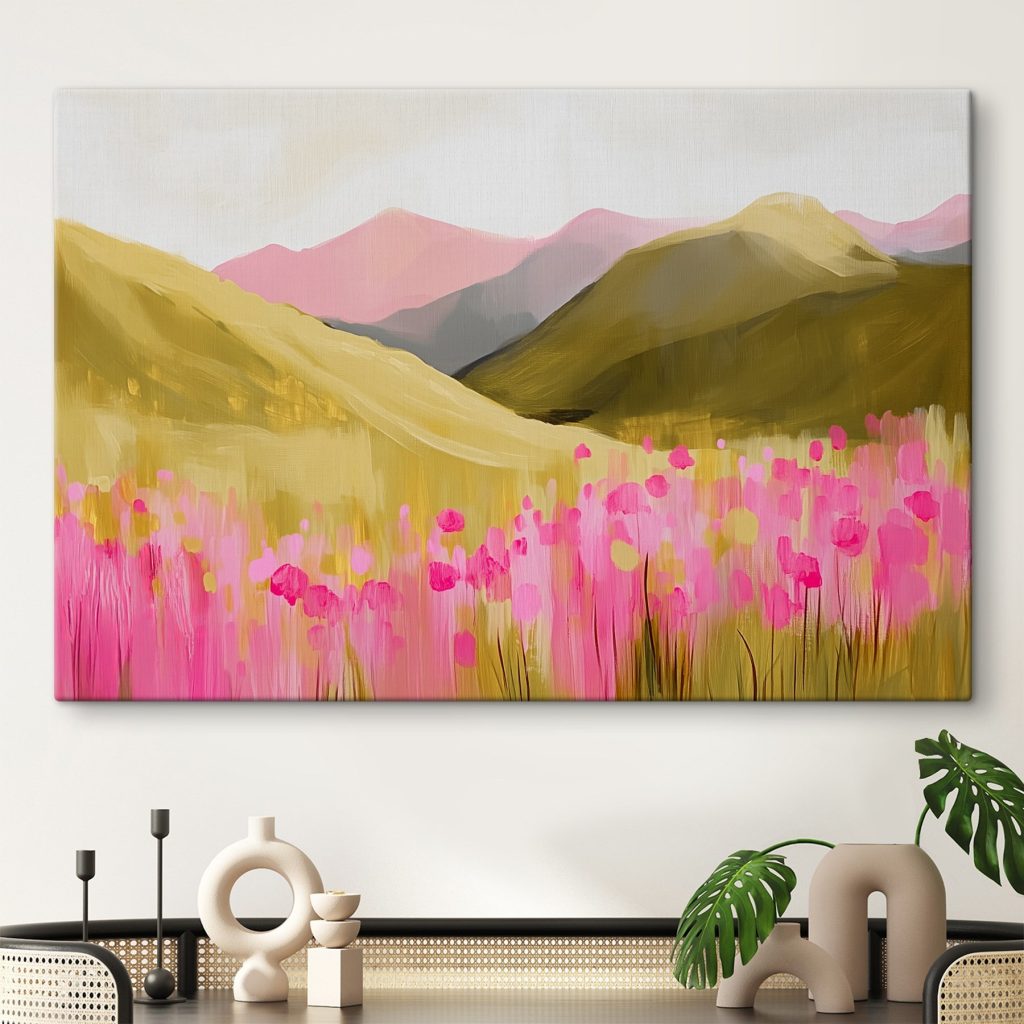 Fleurs roses et collines — intérieur 1