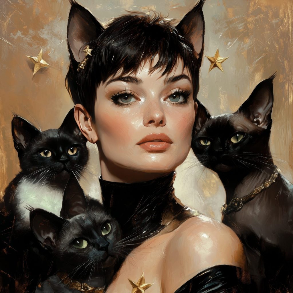 Portrait aux chats noirs — motif complet