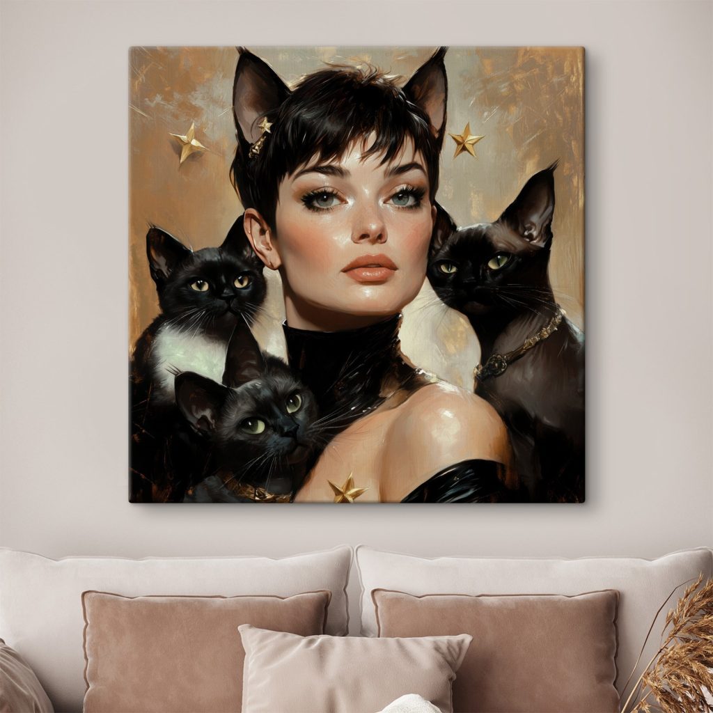 Portrait aux chats noirs — intérieur 1