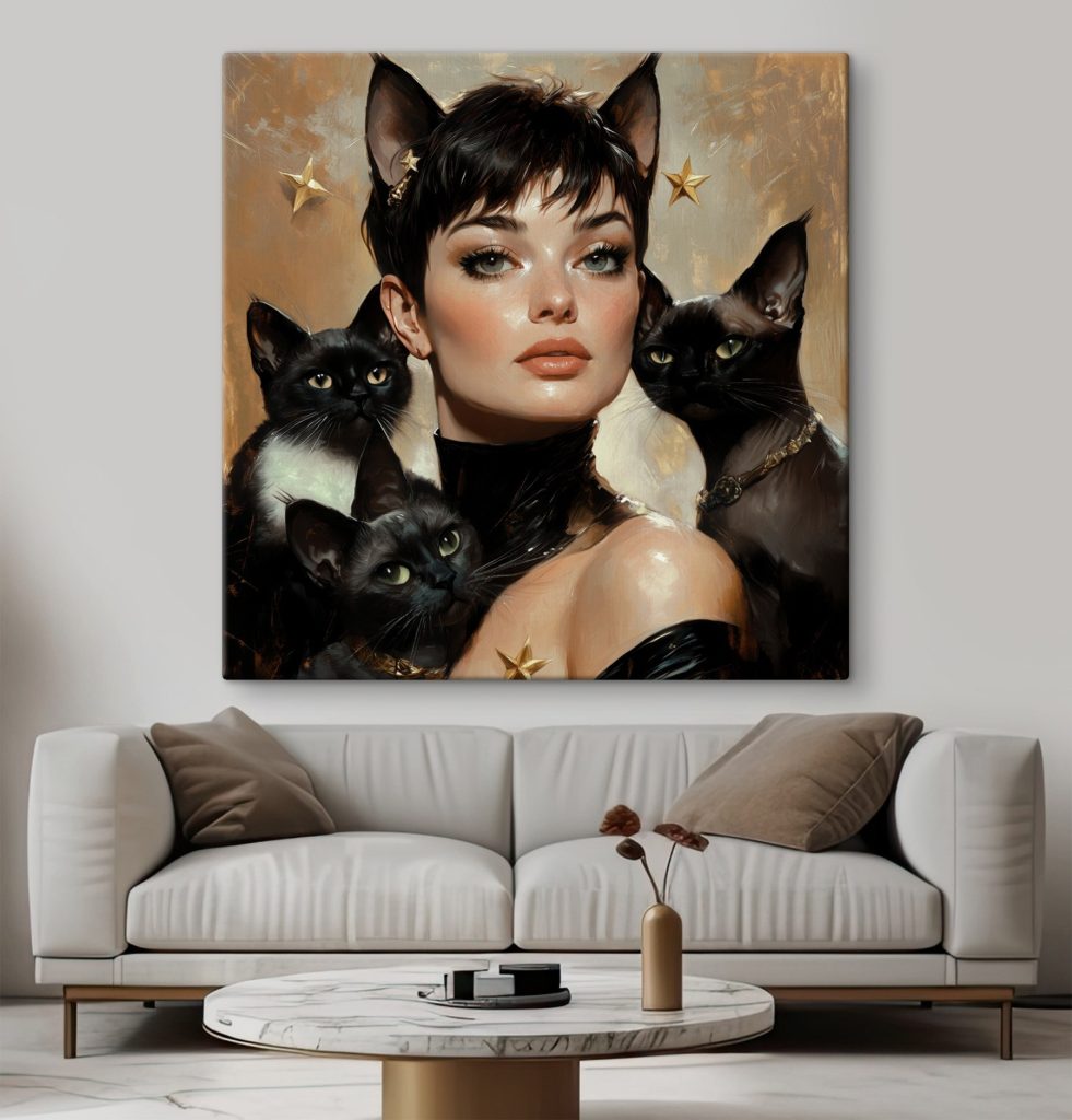 Portrait aux chats noirs — intérieur 2