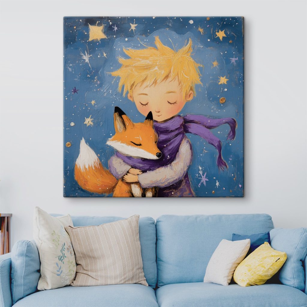 L’enfant et le renard dans un intérieur