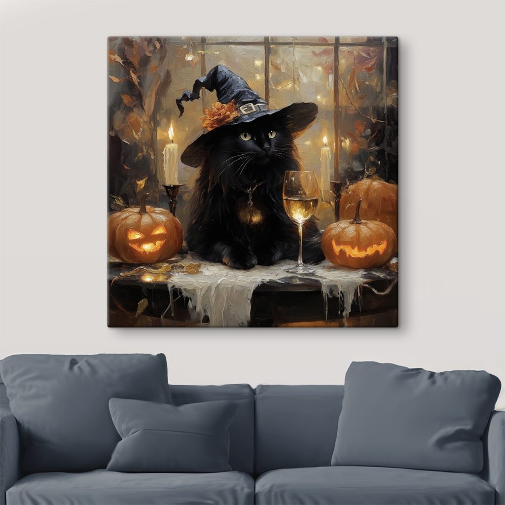 Chat sorcier aux citrouilles — intérieur 1