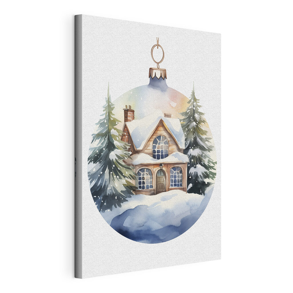 Boule de Noël hivernale, toile tendue et bord enveloppé