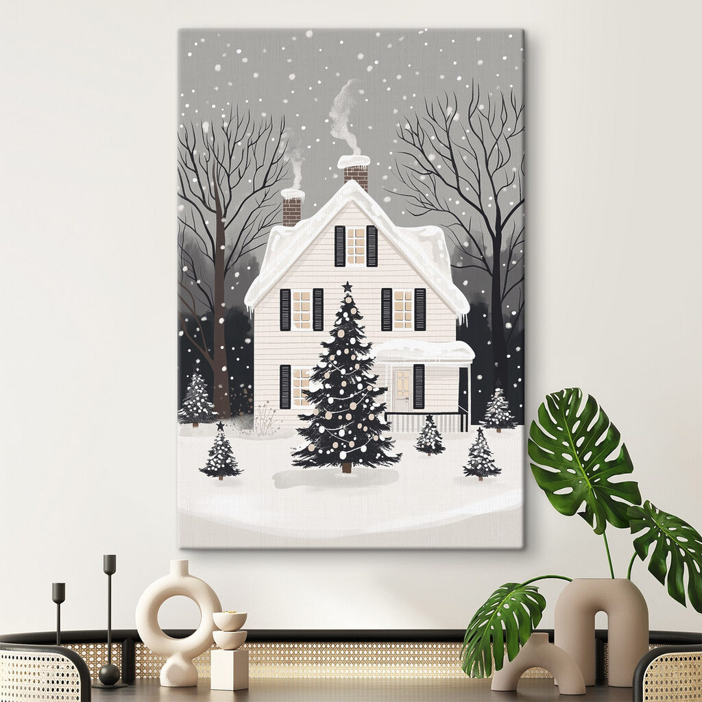 Maison d’hiver monochrome — intérieur 3