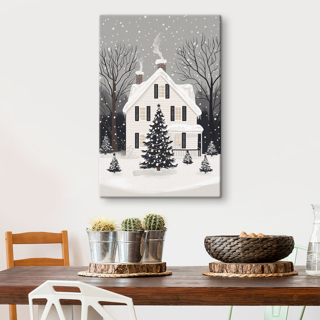 Maison d’hiver monochrome — intérieur 2