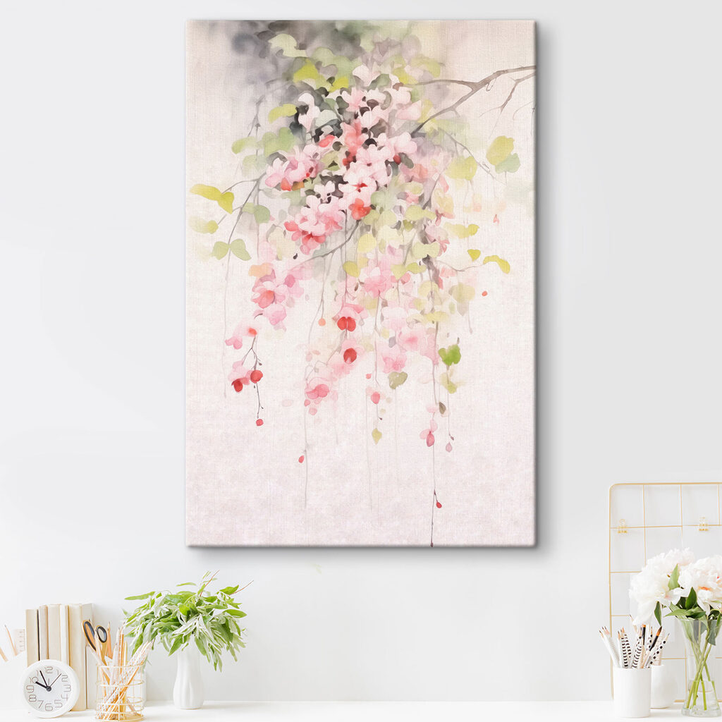 Fleurs roses retombantes — intérieur 1