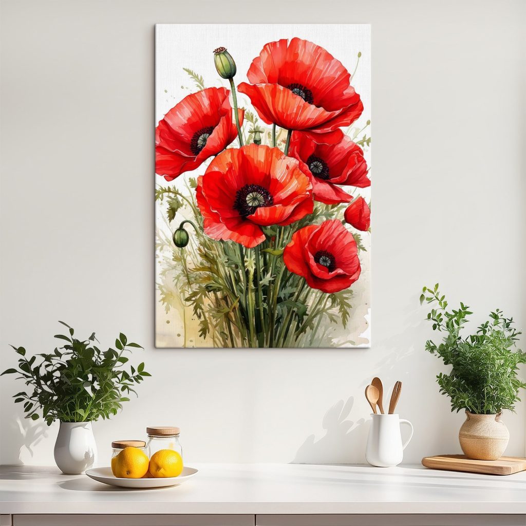 Coquelicots à l’aquarelle dans un intérieur
