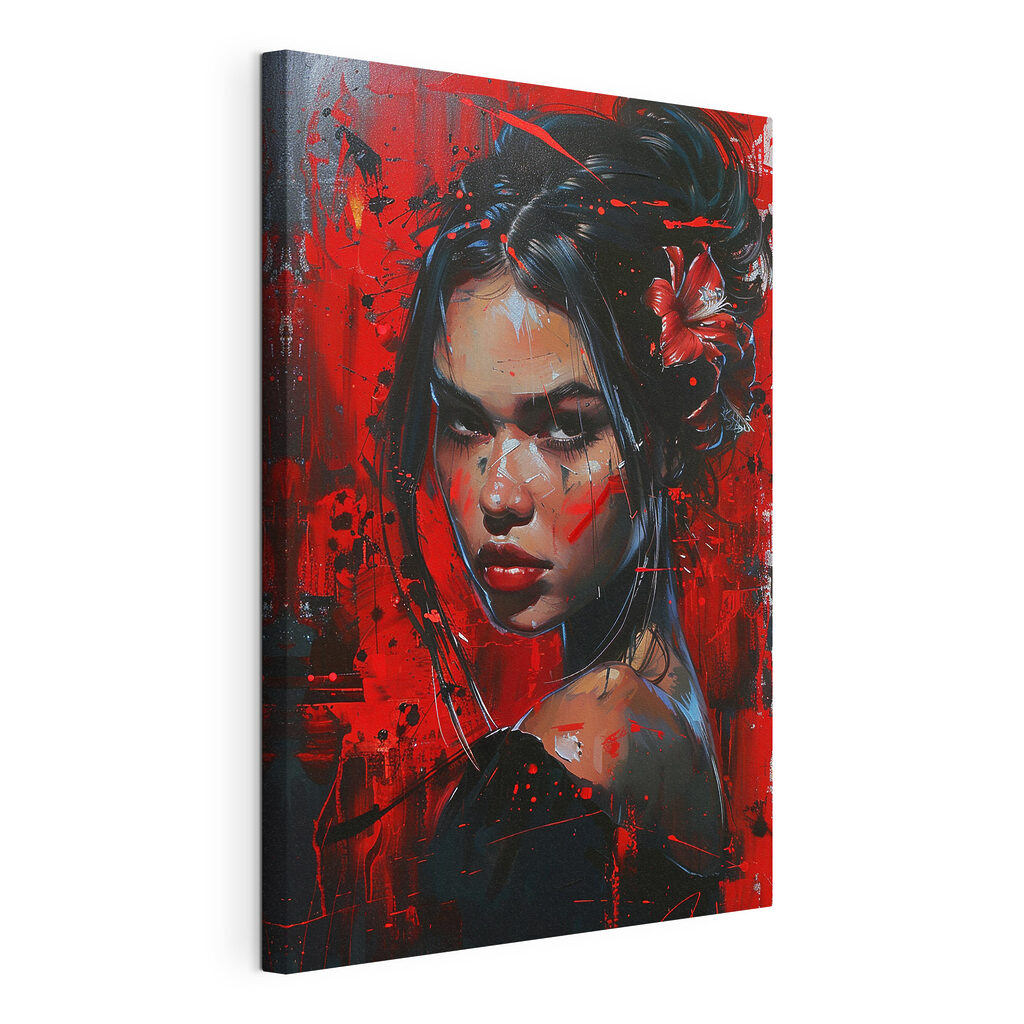 Regard sur fond rouge — vue du produit
