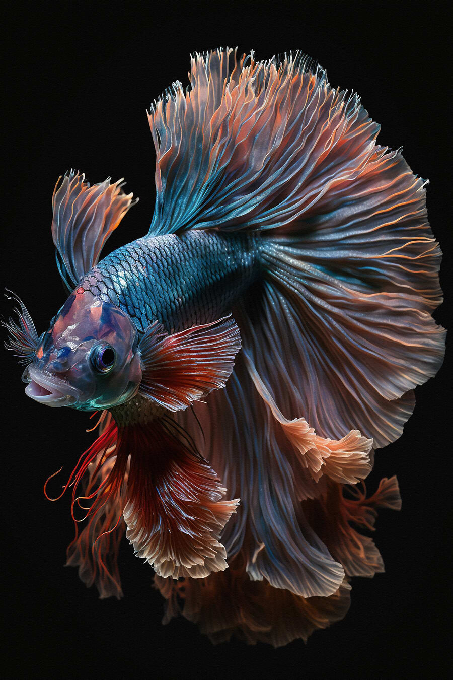 Poisson combattant nocturne — motif complet