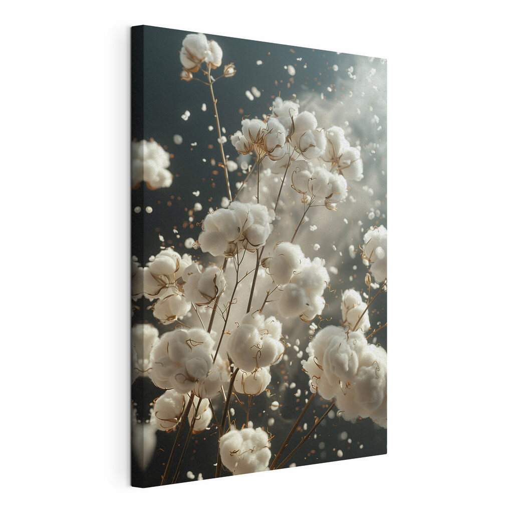 Coton dans la lumière, toile tendue et bord enveloppé