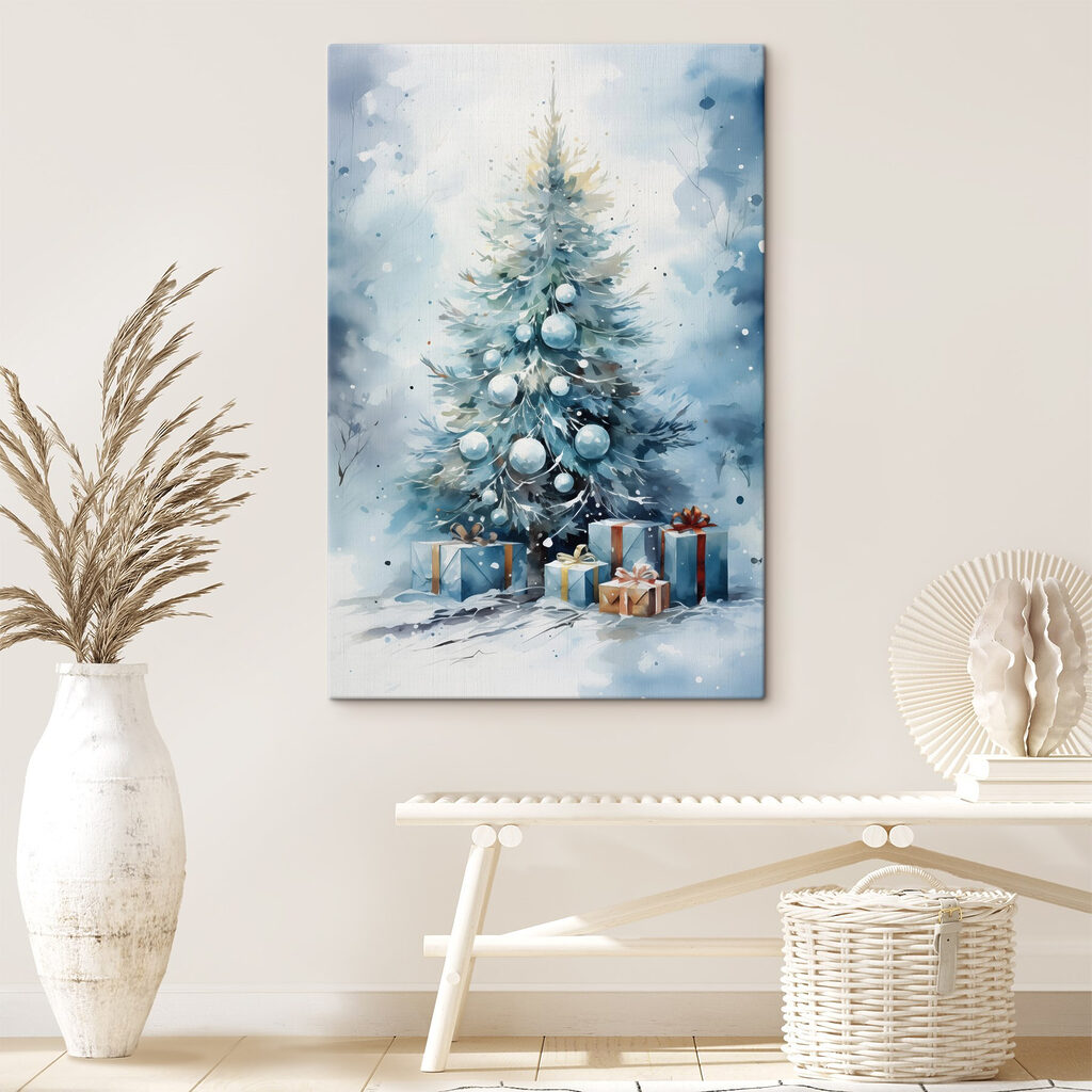 Sapin à l’aquarelle bleue — intérieur 2