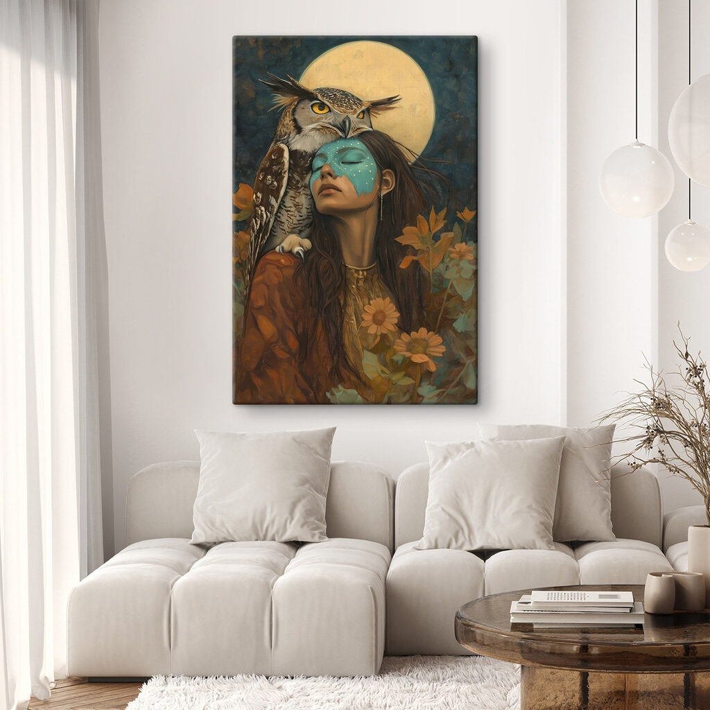 Chouette et lune jaune — intérieur 1