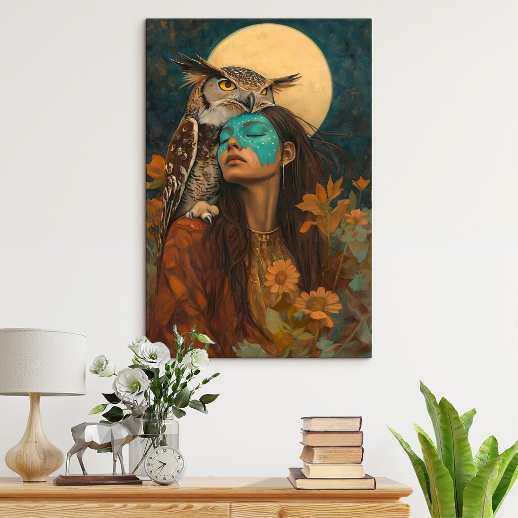 Chouette et lune jaune — intérieur 2