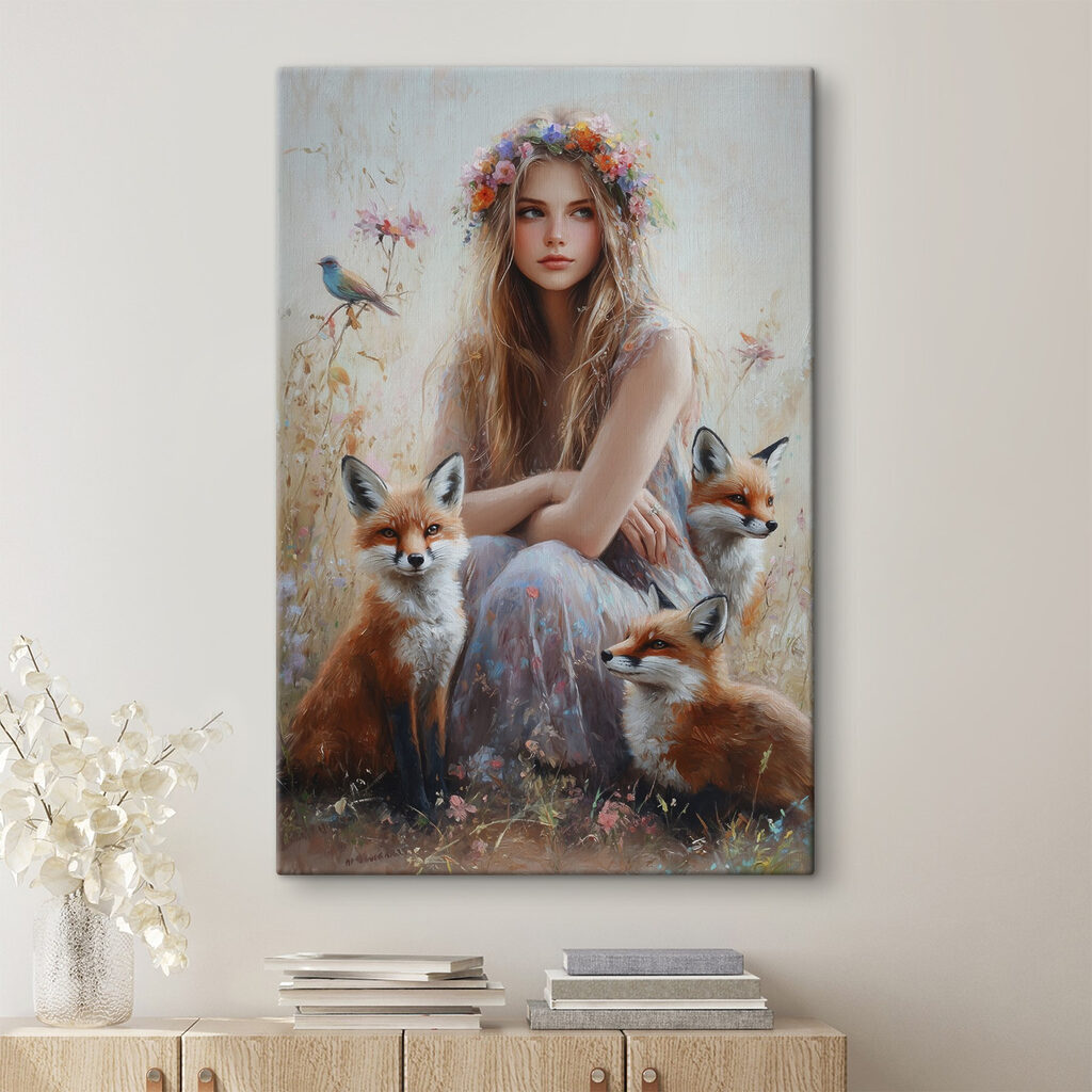Ses amis les renards dans un intérieur