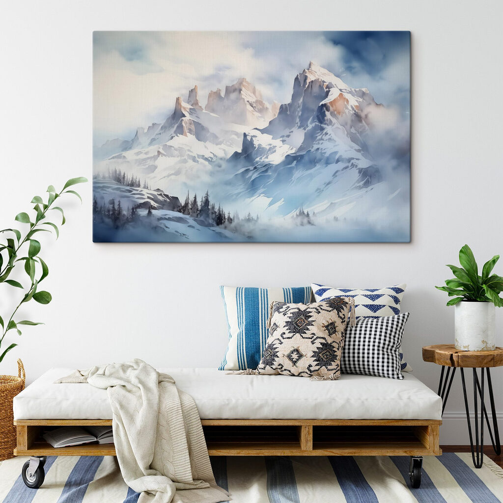 Cimes enneigées, nuages pâles — intérieur 2