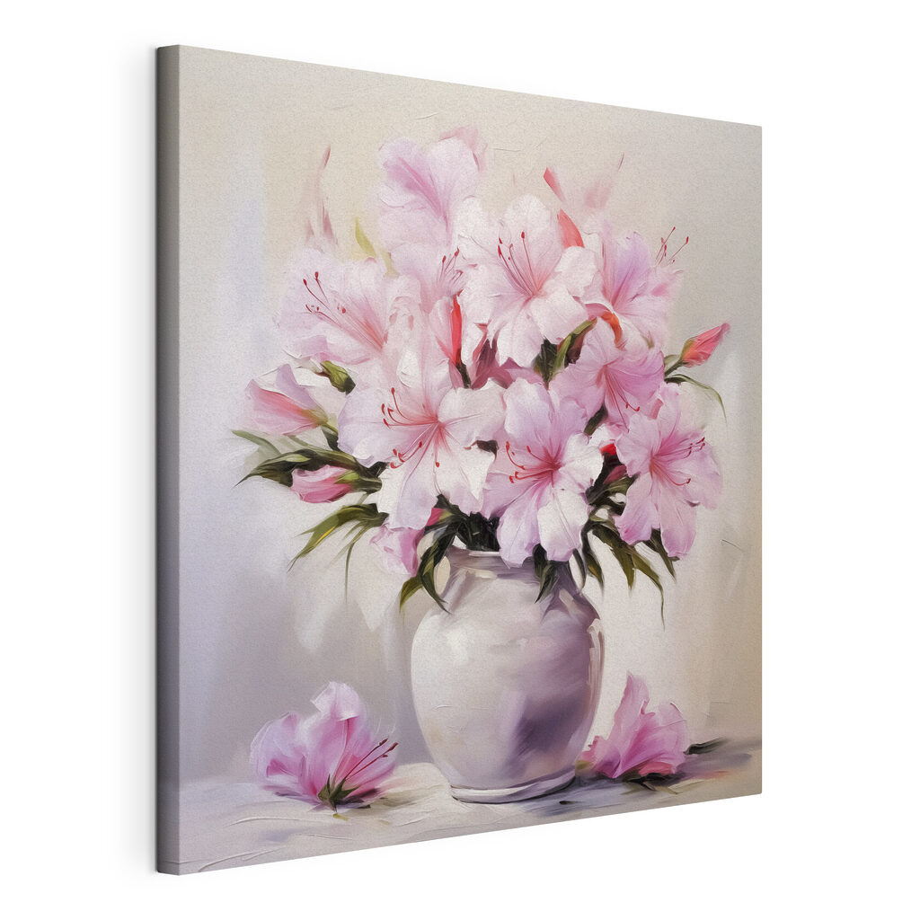 Fleurs roses, vase lilas — vue du produit
