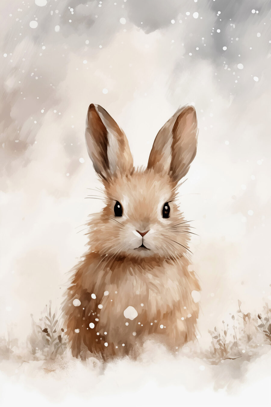 Lapereau sous la neige — motif complet
