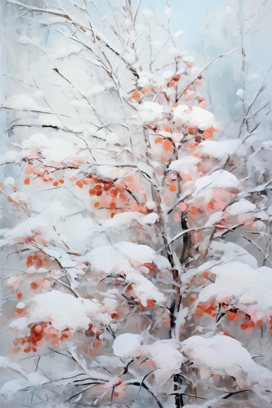 Neige sur feuilles rouille — motif complet