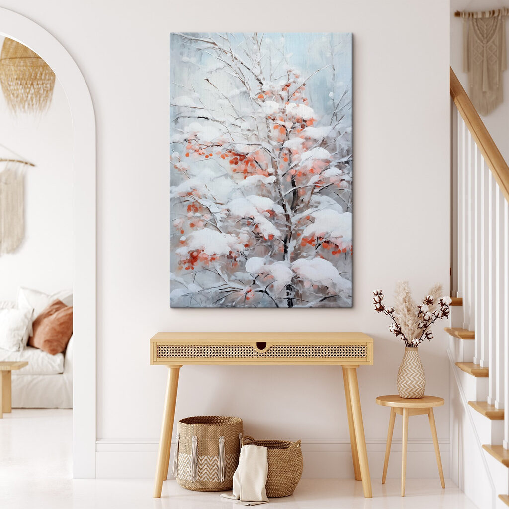 Neige sur feuilles rouille — intérieur 2